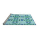 Sideview of Machine Washable Transitional Blue Rug, wshpat1340lblu