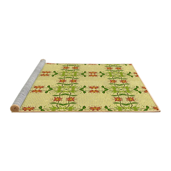 Sideview of Machine Washable Transitional Dark Golden Brown Rug, wshpat1340yw