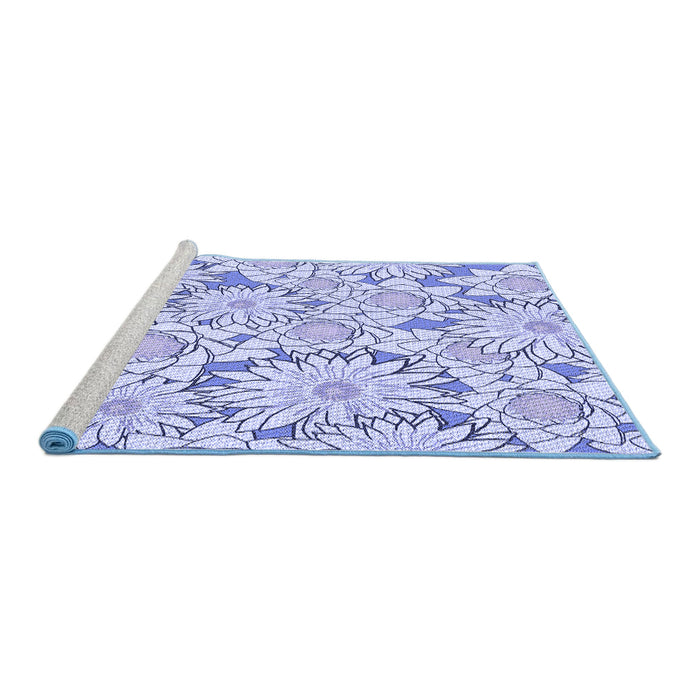 Sideview of Machine Washable Transitional Blue Rug, wshpat1341blu