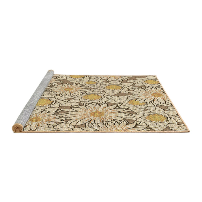 Sideview of Machine Washable Transitional Golden Blonde Gold Rug, wshpat1341brn