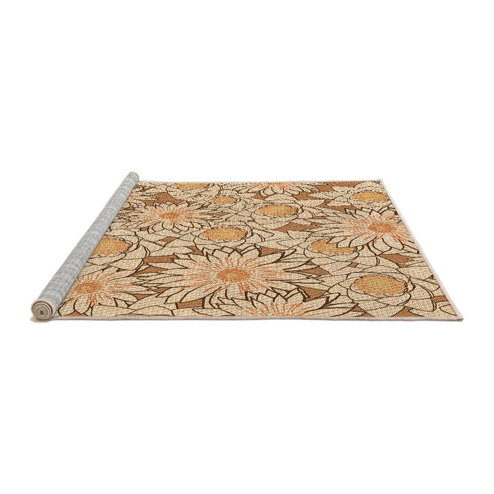 Sideview of Machine Washable Transitional Khaki Gold Rug, wshpat1341org