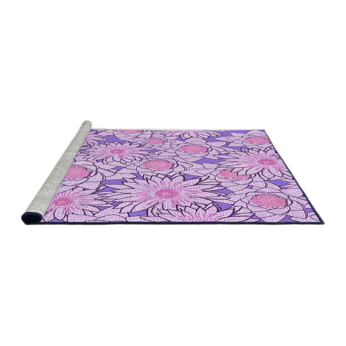 Sideview of Machine Washable Transitional Blossom Pink Rug, wshpat1341pur