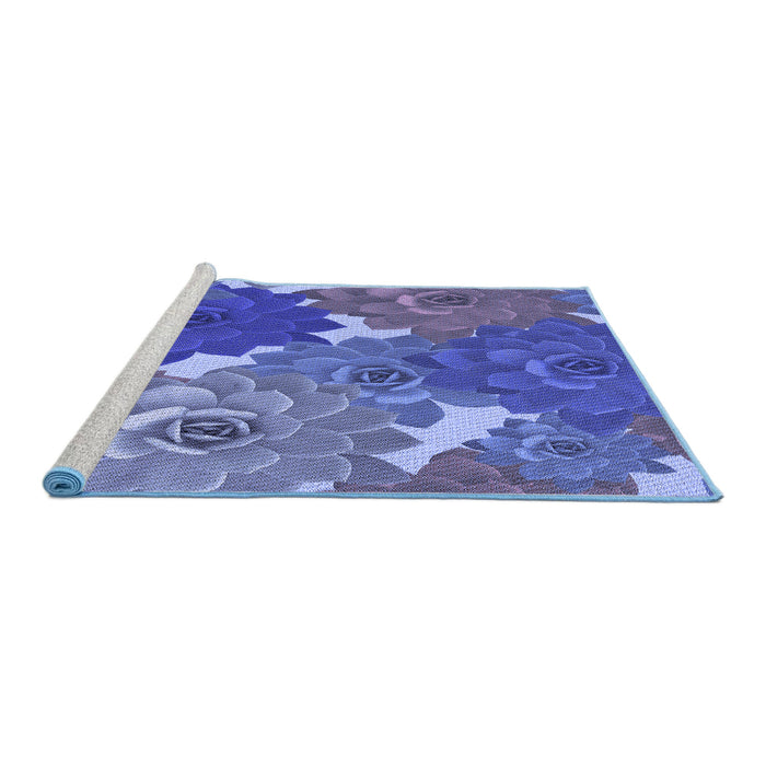 Sideview of Machine Washable Transitional Blue Rug, wshpat1342blu