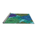 Sideview of Machine Washable Transitional Blue Rug, wshpat1342lblu