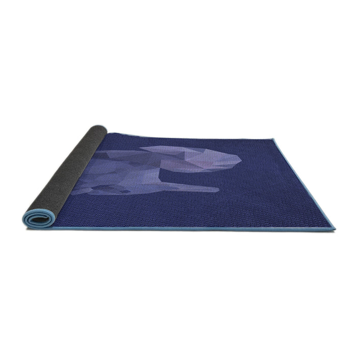 Thickness of Patterned Denim Dark Blue Rug, pat1343blu