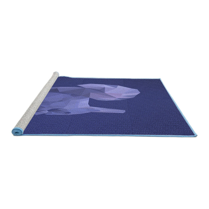 Sideview of Machine Washable Transitional Denim Dark Blue Rug, wshpat1343blu