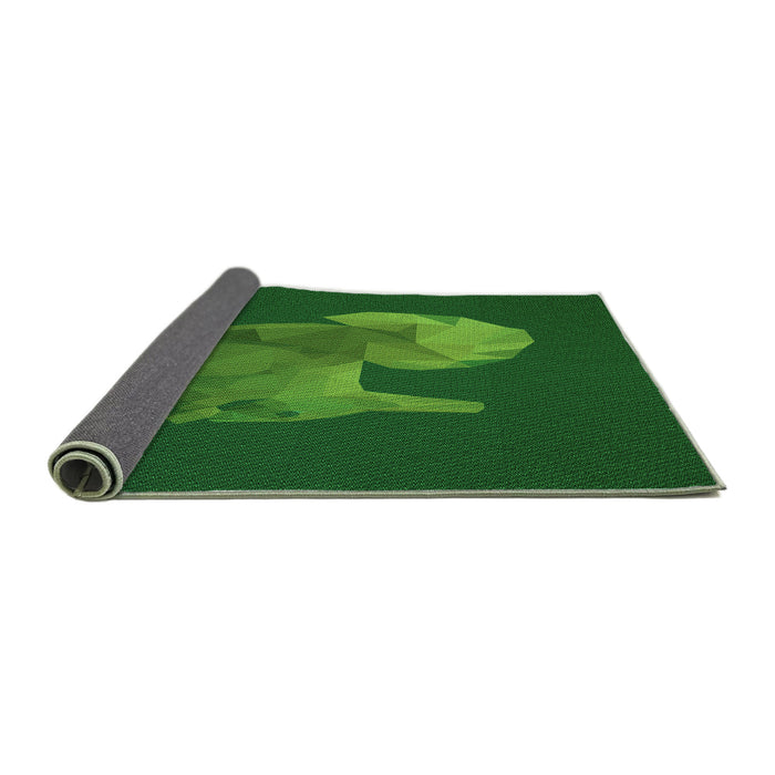 Thickness of Patterned Deep Emerald Green Rug, pat1343grn