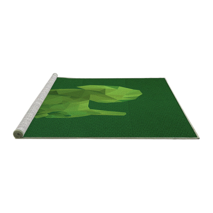 Sideview of Machine Washable Transitional Deep Emerald Green Rug, wshpat1343grn