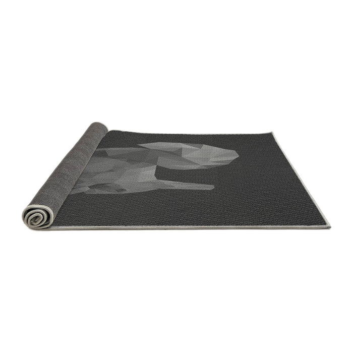 Thickness of Patterned Charcoal Black Rug, pat1343gry