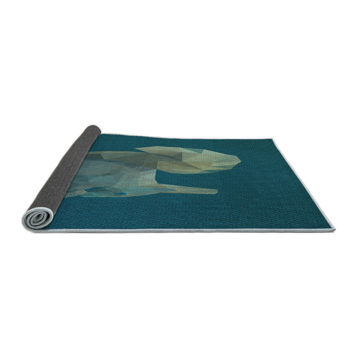 Thickness of Patterned Medium Teal Green Rug, pat1343lblu