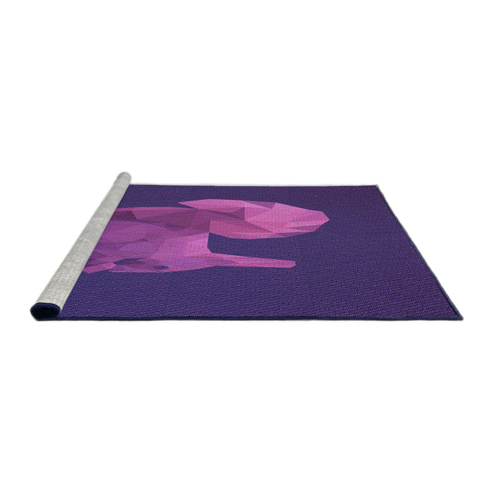 Sideview of Machine Washable Transitional Bright Purple Rug, wshpat1343pur