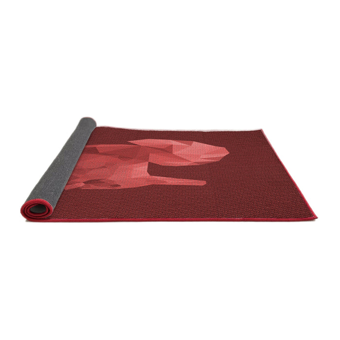 Thickness of Patterned Cranberry Red Rug, pat1343rd