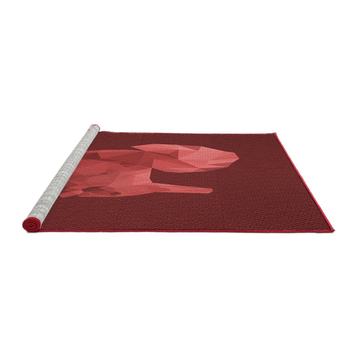 Sideview of Machine Washable Transitional Cranberry Red Rug, wshpat1343rd