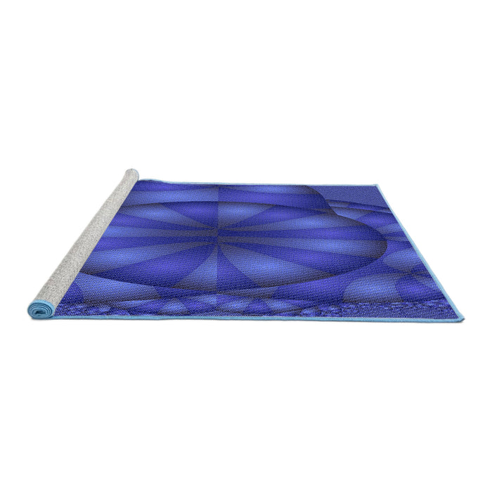 Sideview of Machine Washable Transitional Cobalt Blue Rug, wshpat1344blu