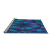 Sideview of Machine Washable Transitional Blue Rug, wshpat1344lblu