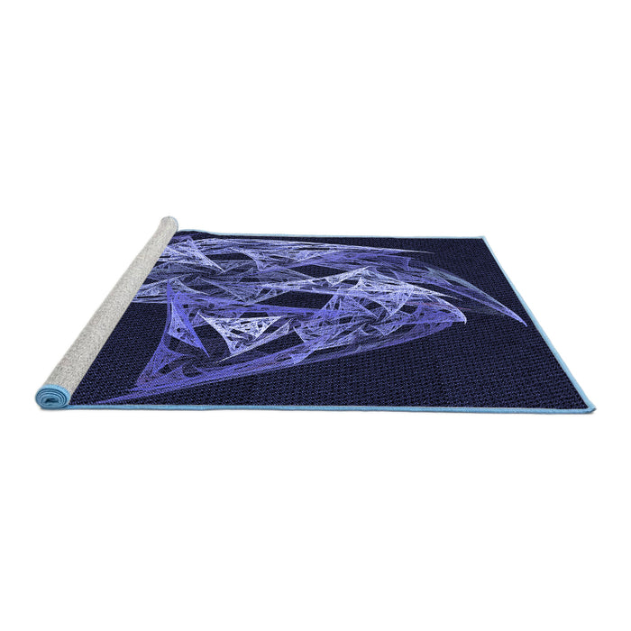 Sideview of Machine Washable Transitional Night Blue Rug, wshpat1345blu