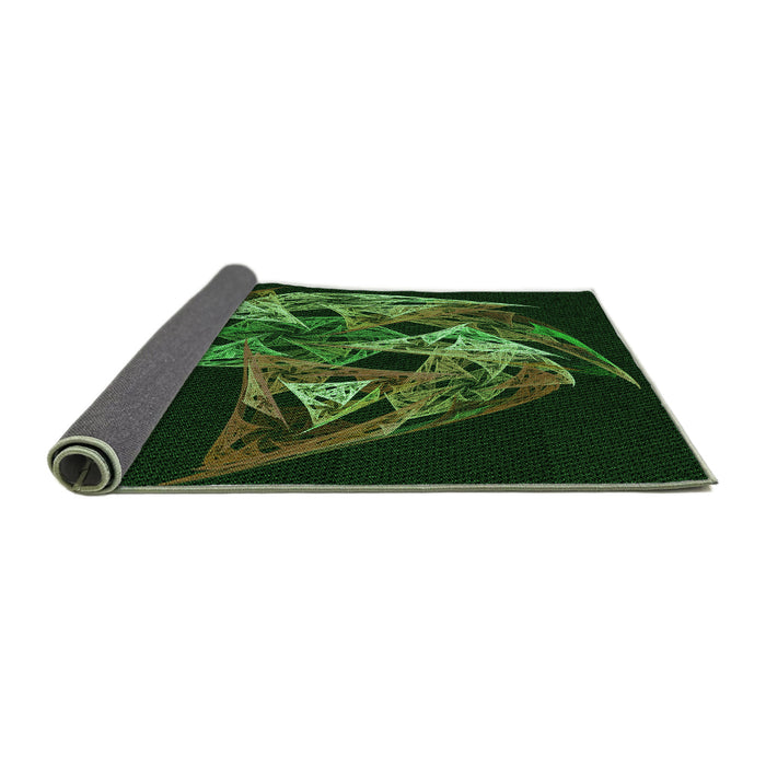 Thickness of Patterned Dark Lime Green Rug, pat1345grn