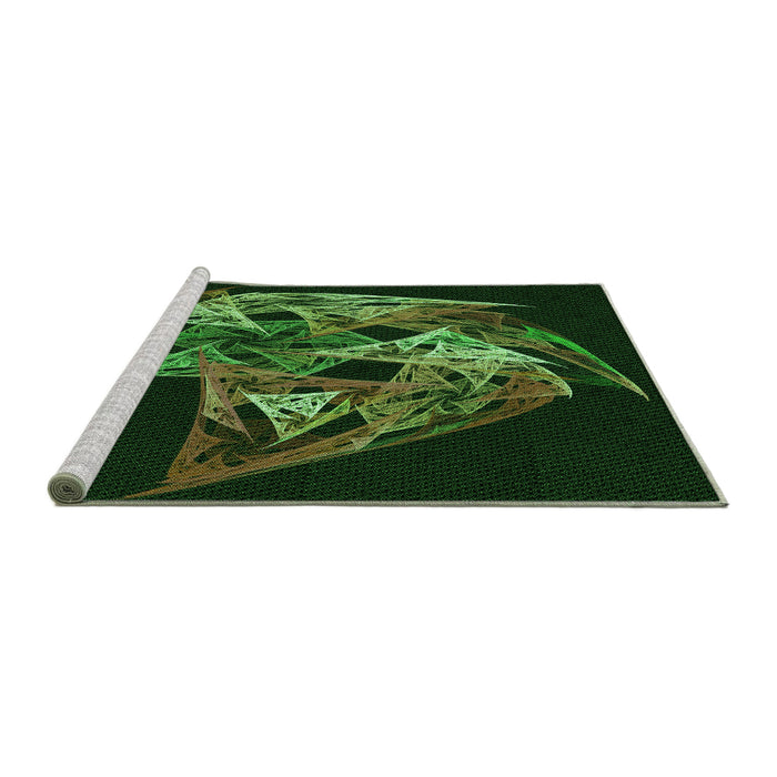 Sideview of Machine Washable Transitional Dark Lime Green Rug, wshpat1345grn