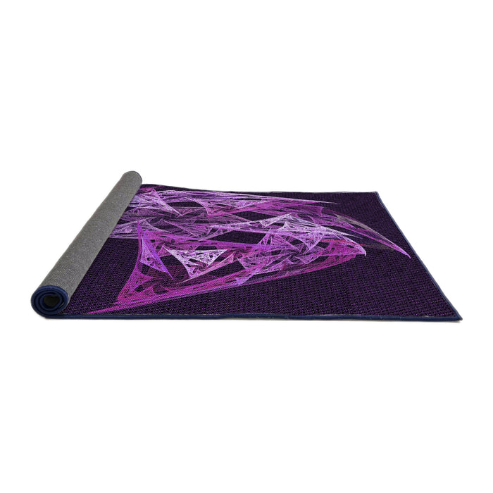 Thickness of Patterned Dark Purple Rug, pat1345pur