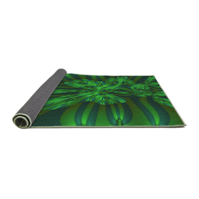 Thickness of Patterned Dark Forest Green Rug, pat1346grn