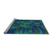 Sideview of Machine Washable Transitional Jade Green Rug, wshpat1346lblu