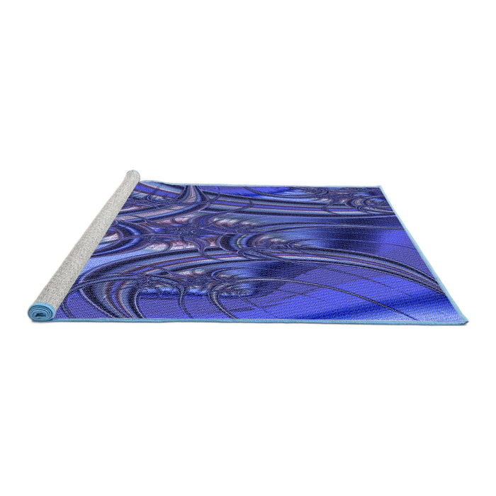 Sideview of Machine Washable Transitional Cobalt Blue Rug, wshpat1347blu