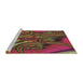 Sideview of Machine Washable Transitional Carbon Red Rug, wshpat1347brn