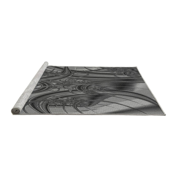 Sideview of Machine Washable Transitional Gunmetal Gray Rug, wshpat1347gry