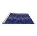 Sideview of Machine Washable Transitional Slate Blue Rug, wshpat1348blu