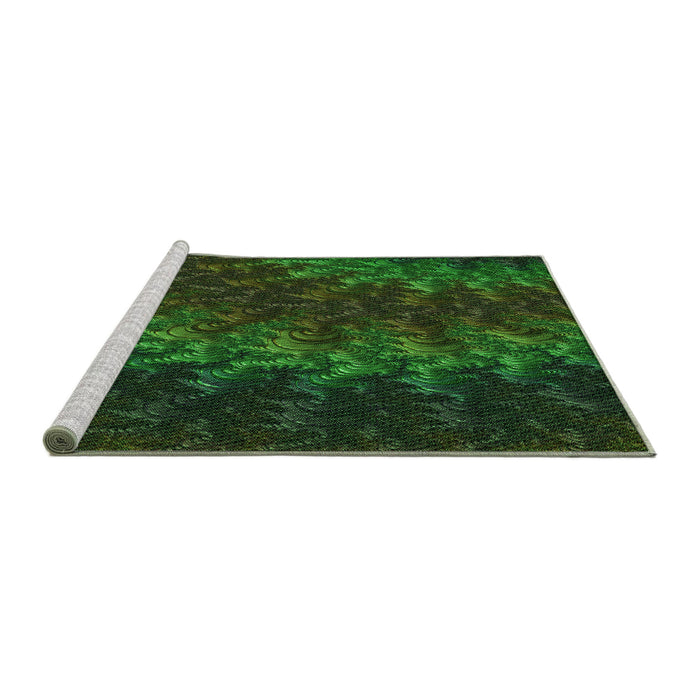 Sideview of Machine Washable Transitional Dark Forest Green Rug, wshpat1348grn