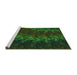 Sideview of Machine Washable Transitional Dark Forest Green Rug, wshpat1348grn