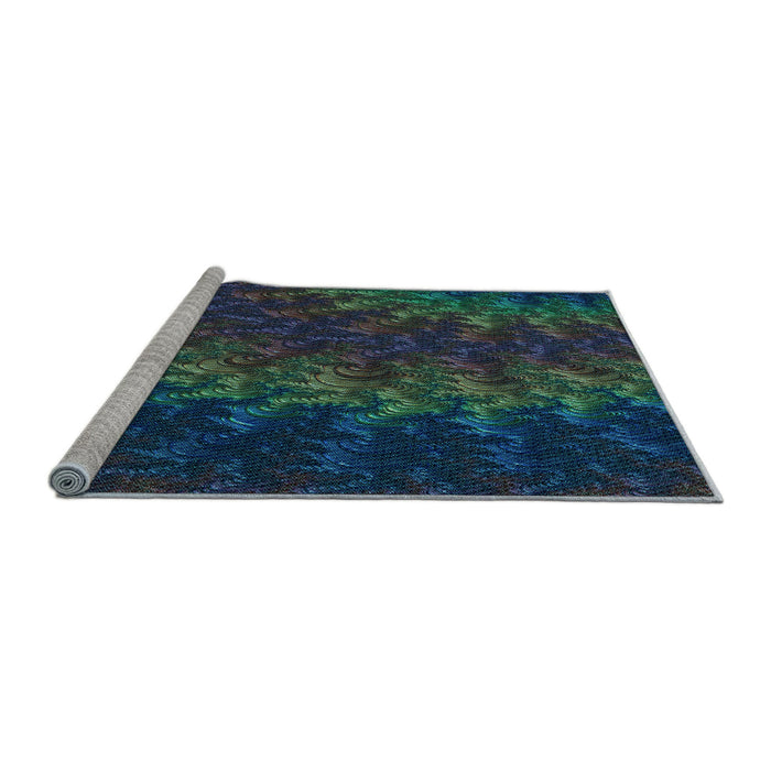 Sideview of Machine Washable Transitional Night Blue Rug, wshpat1348lblu