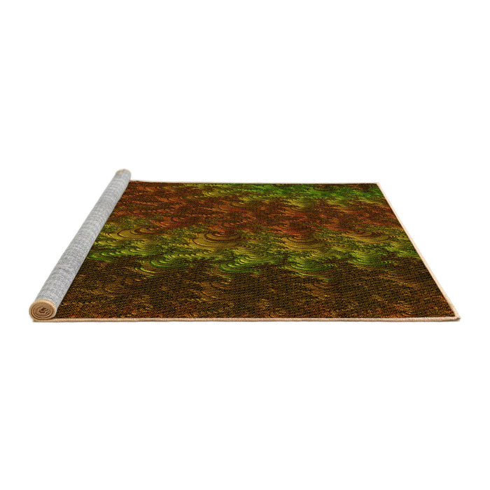Sideview of Machine Washable Transitional Dark Yellow Green Rug, wshpat1348yw