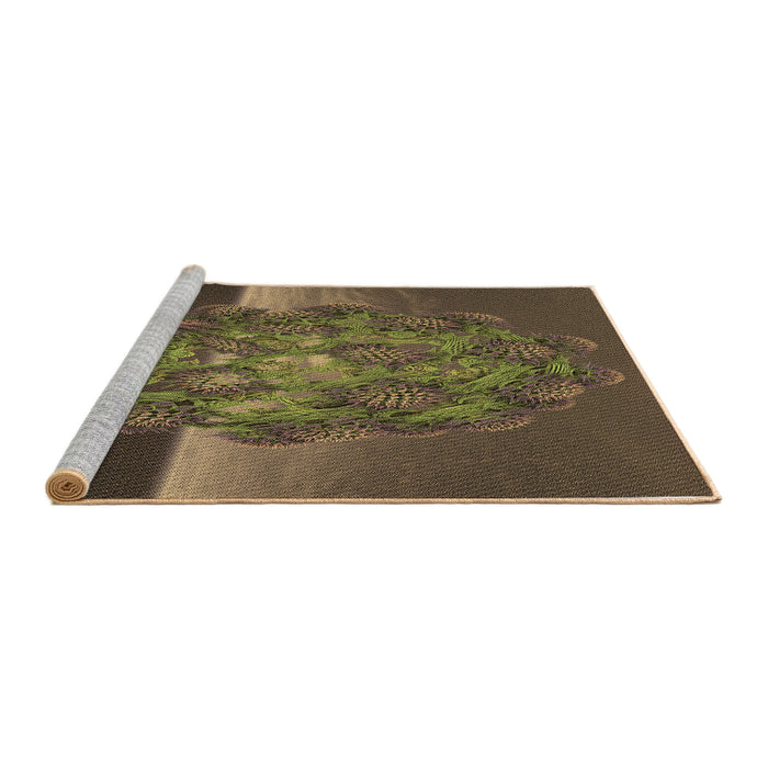 Sideview of Machine Washable Transitional Copper Brown Rug, wshpat1349brn