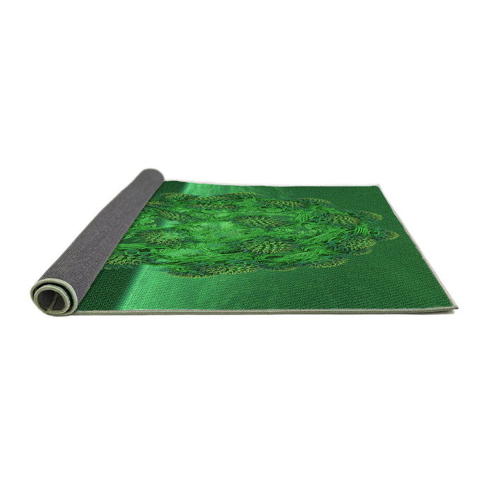 Thickness of Patterned Deep Emerald Green Rug, pat1349grn