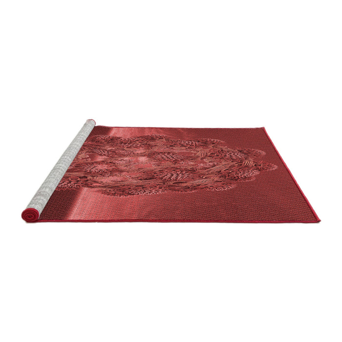 Sideview of Machine Washable Transitional Red Rug, wshpat1349rd
