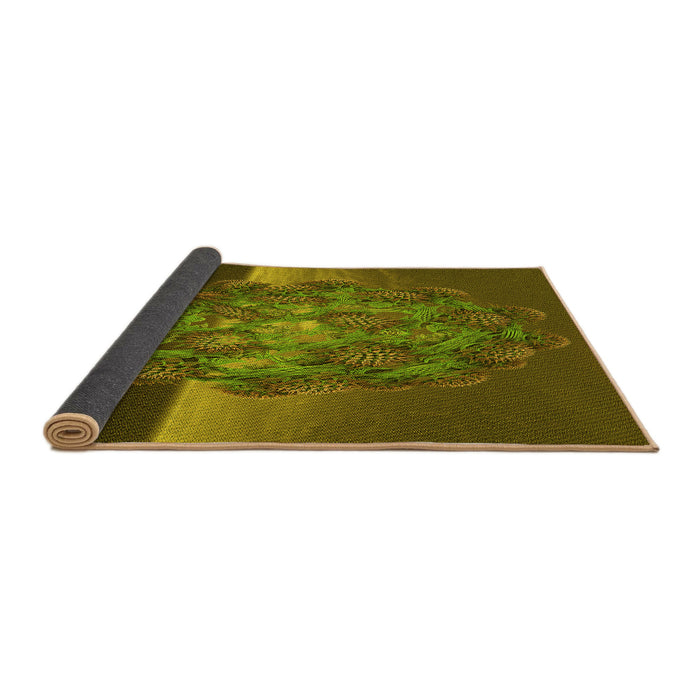 Thickness of Patterned Dark Golden Brown Rug, pat1349yw