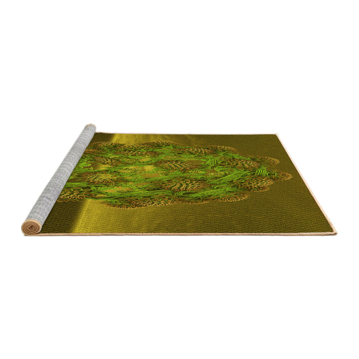 Sideview of Machine Washable Transitional Dark Golden Brown Rug, wshpat1349yw