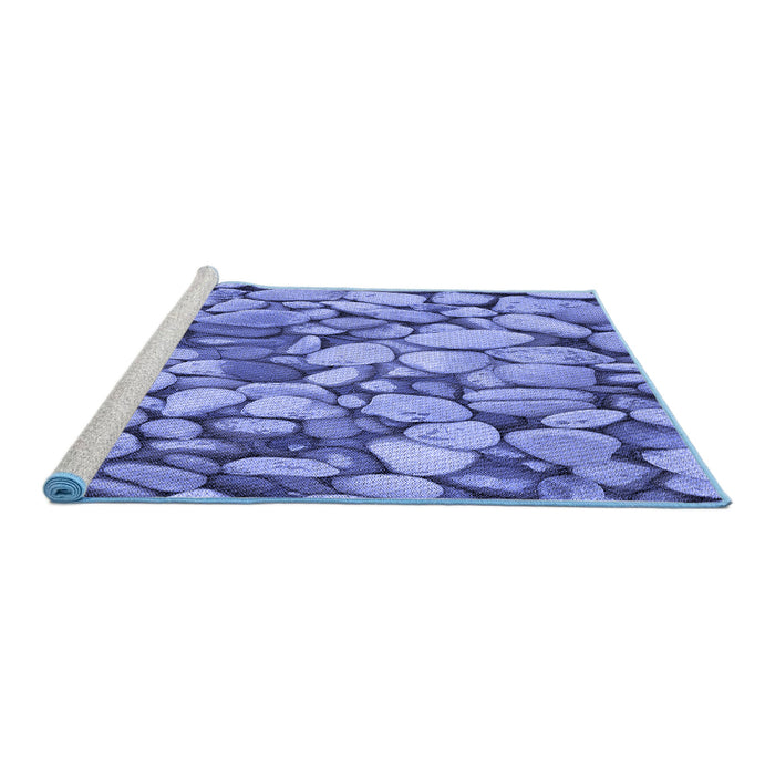 Sideview of Machine Washable Transitional Denim Blue Rug, wshpat135blu