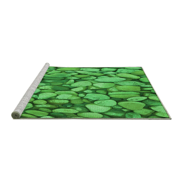 Sideview of Machine Washable Transitional Green Rug, wshpat135grn