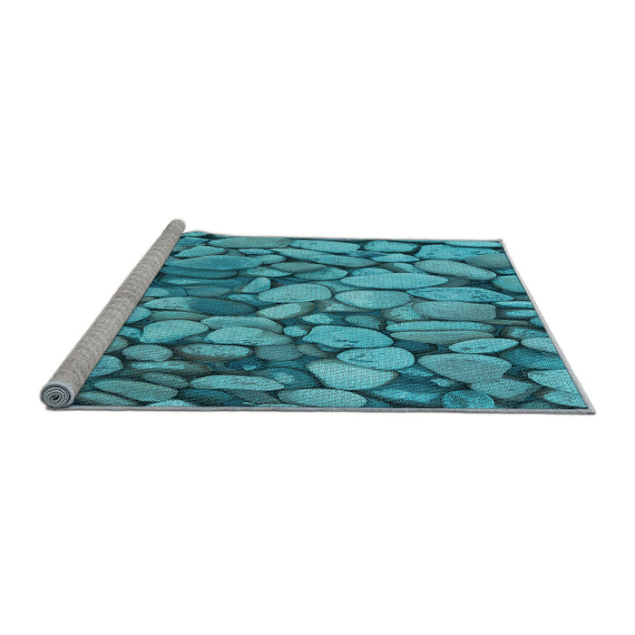 Sideview of Machine Washable Transitional Dark Cyan Green Rug, wshpat135lblu