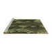 Sideview of Machine Washable Transitional Olive Green Rug, wshpat1350brn