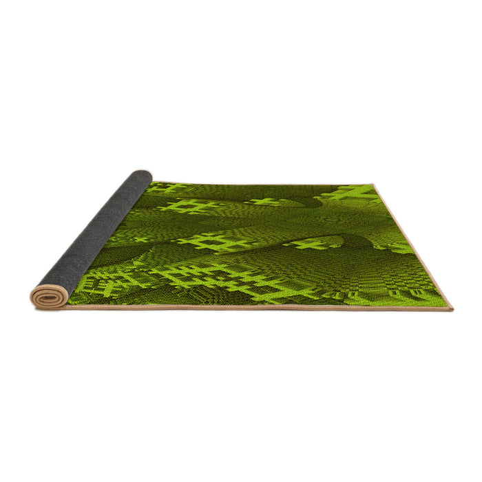 Thickness of Patterned Dark Forest Green Rug, pat1350yw