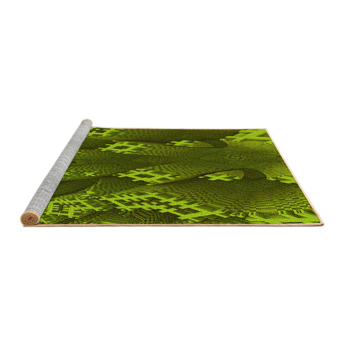 Sideview of Machine Washable Transitional Dark Forest Green Rug, wshpat1350yw