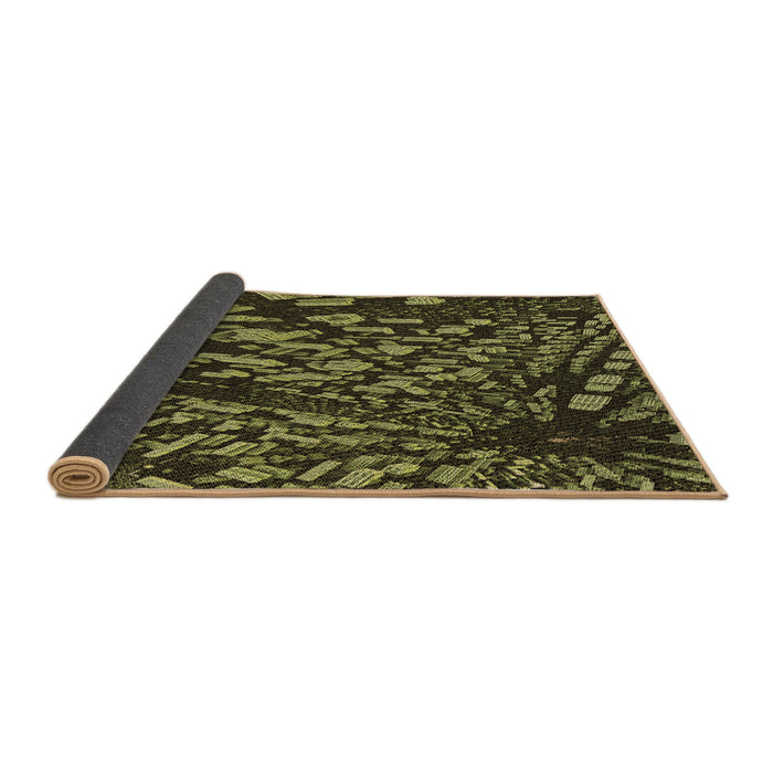 Thickness of Patterned Dark Yellow Green Rug, pat1351brn