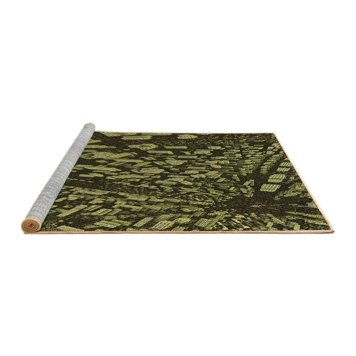 Sideview of Machine Washable Transitional Dark Yellow Green Rug, wshpat1351brn