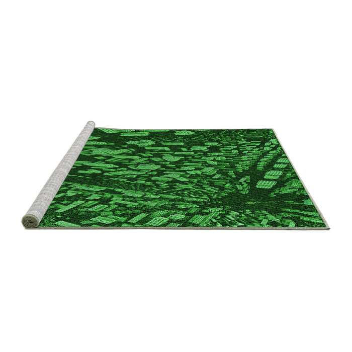 Sideview of Machine Washable Transitional Deep Emerald Green Rug, wshpat1351grn
