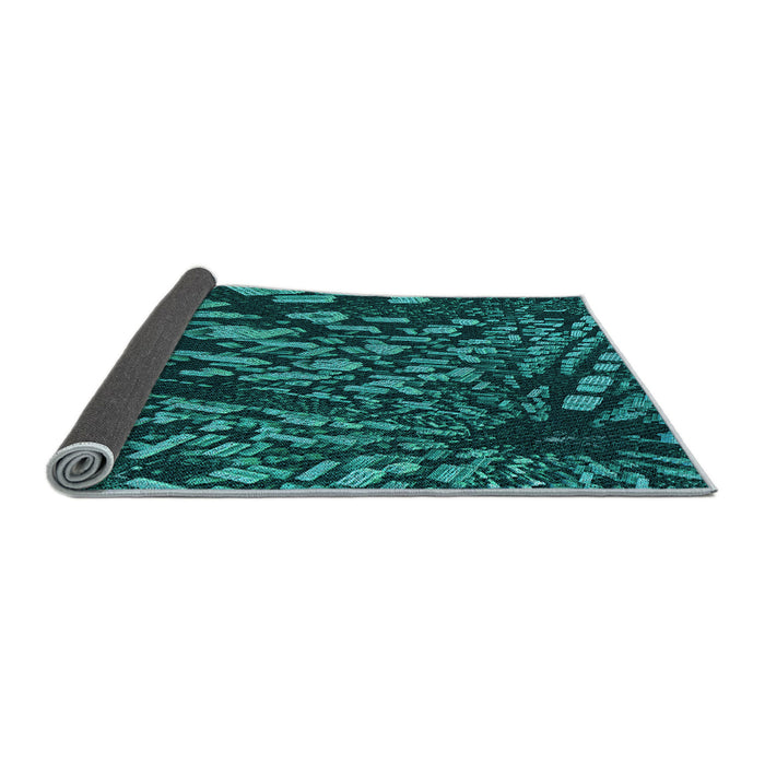 Thickness of Patterned Dark Turquoise Green Rug, pat1351lblu