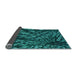 Thickness of Patterned Dark Turquoise Green Rug, pat1351lblu