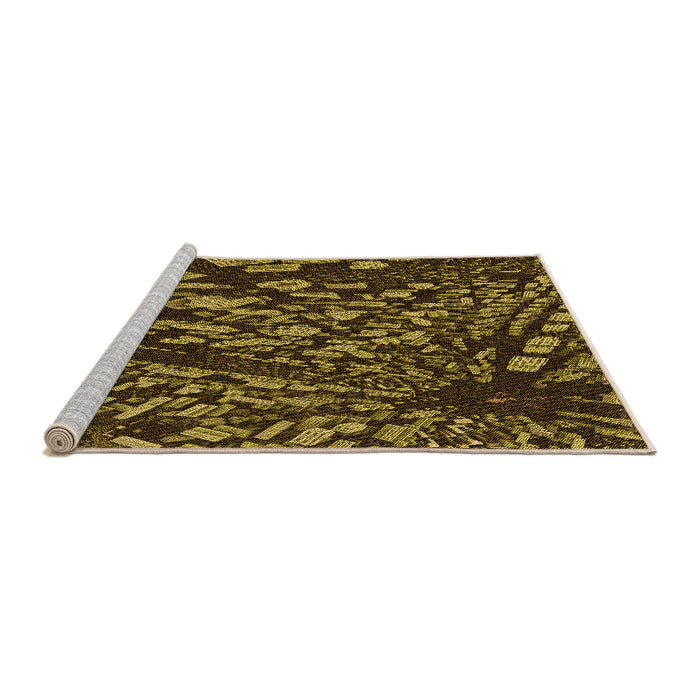 Sideview of Machine Washable Transitional Black Brown Rug, wshpat1351org